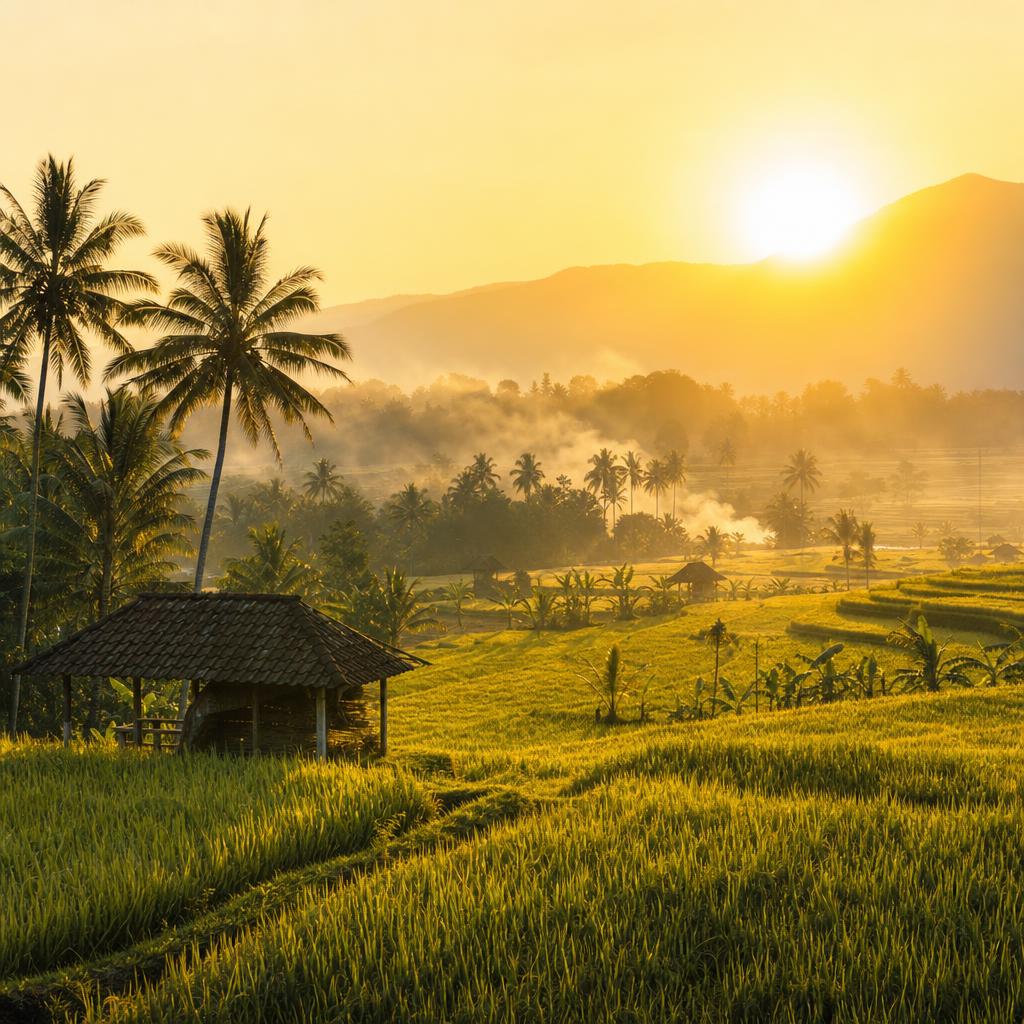 Agricultural fields at sunrise
